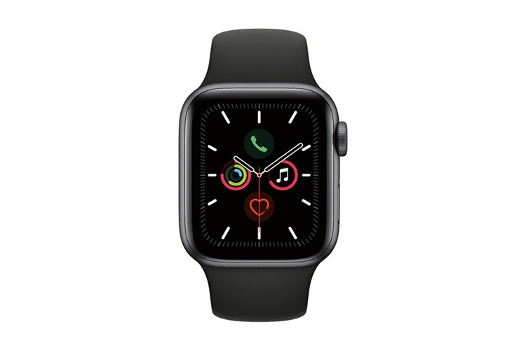 Đồng hồ thông minh Apple Watch S5 44mm viền nhôm dây silicone Màu Đen
