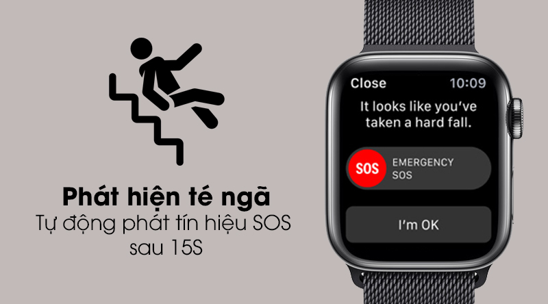 Đồng hồ thông minh Apple Watch S5 LTE 44mm viền thép dây thép đen
