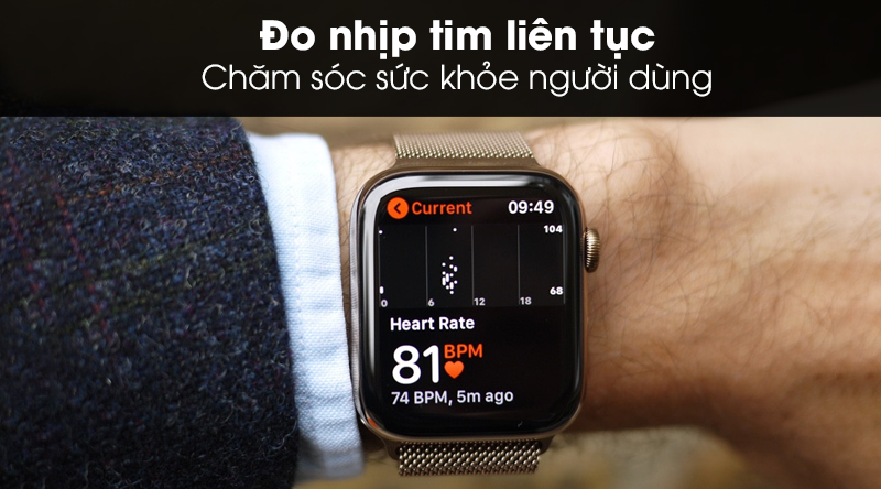 Apple Watch S5 LTE 44mm viền thép dây thép đo nhịp tim liên tục