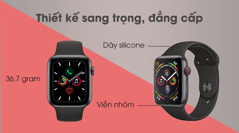 Đồng hồ thông minh Apple Watch S5 LTE 44mm viền nhôm dây cao su hồng