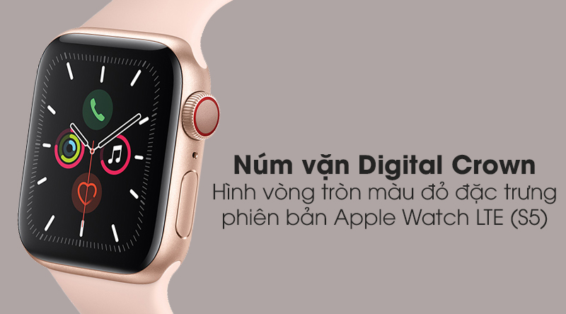 Apple Watch S5 LTE 44mm viền nhôm dây cao su có núm vặn Digital Crown tiện ích