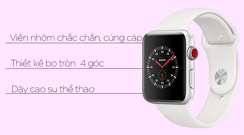Đồng hồ thông minh Apple Watch S3 LTE 38mm viền nhôm dây cao su