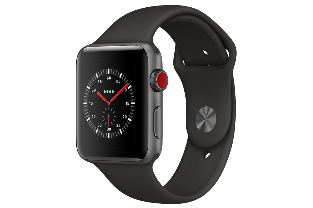 Đồng hồ thông minh Apple Watch S3 LTE 38mm viền nhôm dây cao su Màu Đen