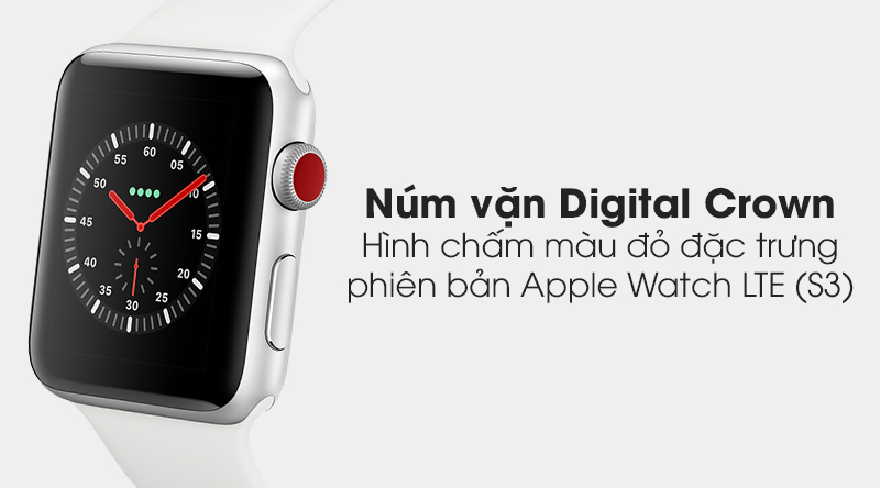 Đồng hồ thông minh Apple Watch S3 LTE 38mm nút bấm nổi bật dễ phân biệt