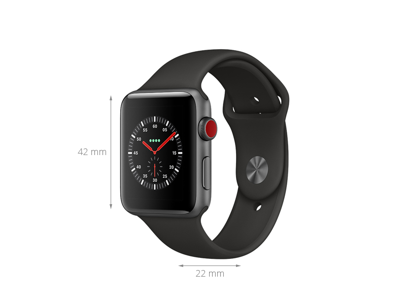 Apple Watch S3 LTE 42mm viền nhôm dây cao su - Giá rẻ, có trả góp