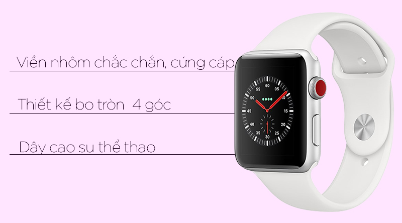 Apple Watch S3 Lte 42Mm Viền Nhôm Dây Cao Su - Giá Rẻ, Có Trả Góp