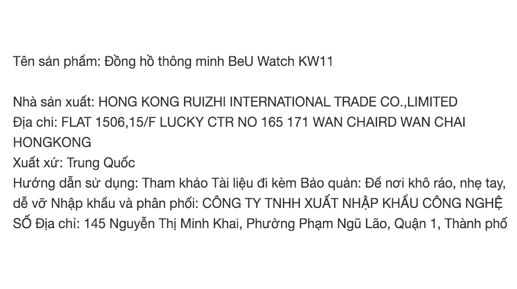 Đồng hồ thông minh BeU Watch KW11 Màu Đen
