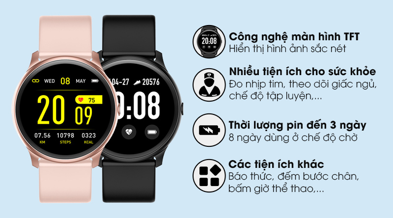 Đồng hồ thông minh BeU Fit KW19 đen