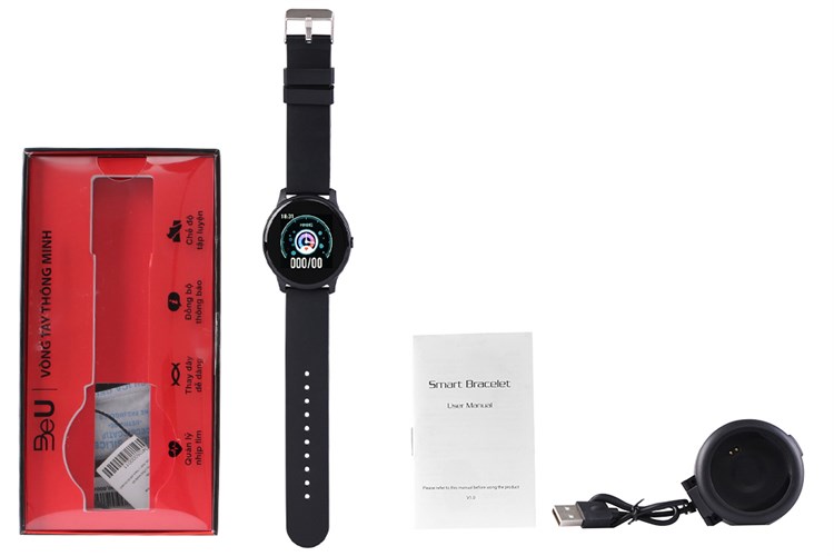 Đồng hồ thông minh BeU Fit KW19 đen Màu Đen