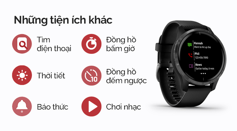 Đồng hồ thông minh Garmin Venu 43.2mm Đen