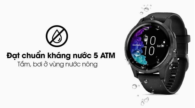 Đồng hồ thông minh Garmin Venu dây silicone có hệ số kháng nước 5 ATM