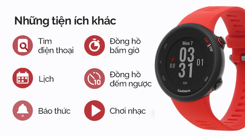 Đồng hồ thông minh Garmin Forerunner 45 42mm Đỏ