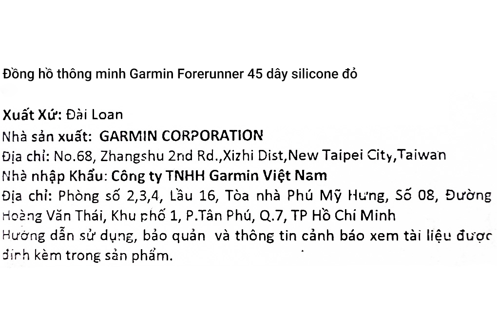 Đồng hồ thông minh Garmin Forerunner 45 42mm Đỏ Màu Đỏ