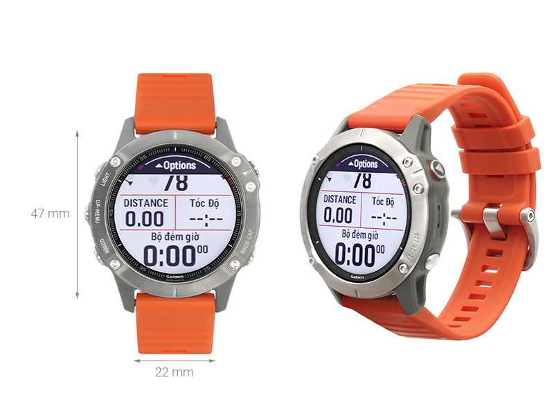 Đồng hồ thông minh Garmin Fenix 6 dây silicone viền Titanium