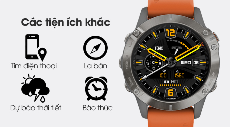 Đồng hồ thông minh Garmin Fenix 6 Pro 47mm Cam