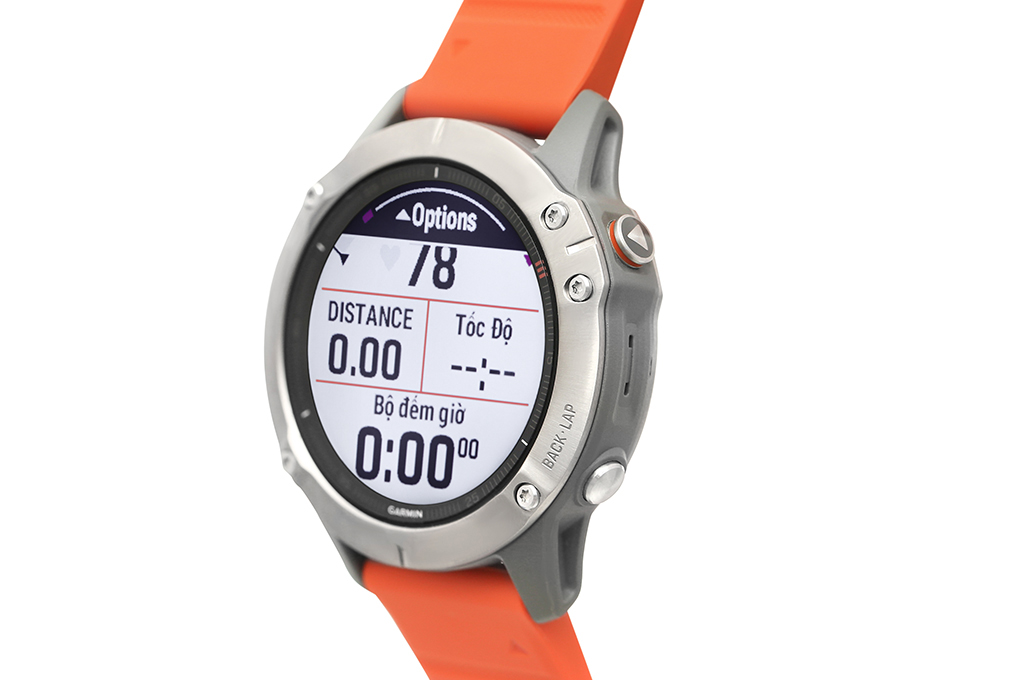 Đồng hồ thông minh Garmin Fenix 6 dây silicone viền Titanium chính hãng