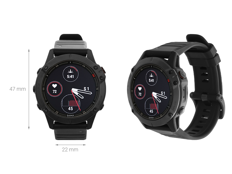 Đồng hồ thông minh Garmin Fenix 6 Sapphire dây silicone viền Carbon