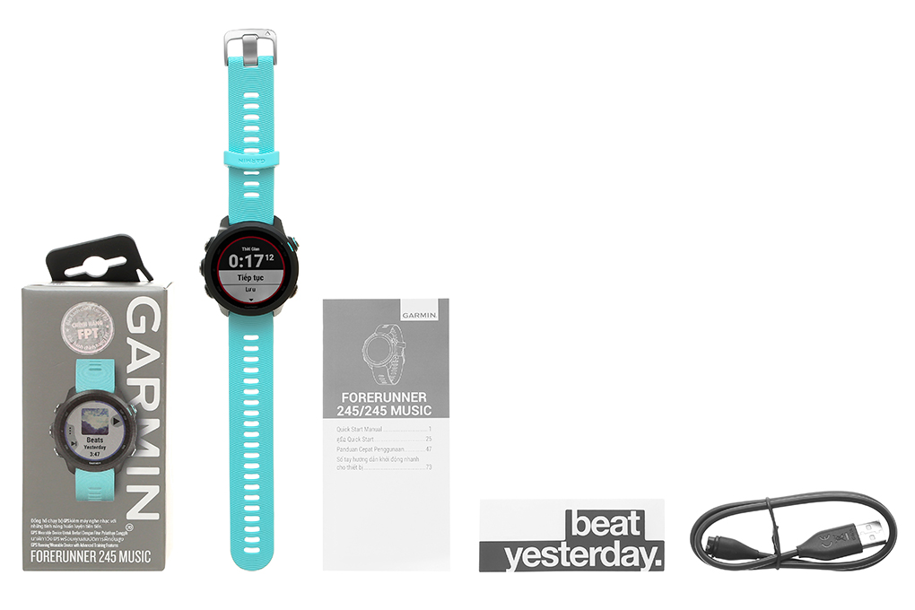 Đồng hồ thông minh Garmin Forerunner 245 Music 42.3mm Màu Xanh Dương