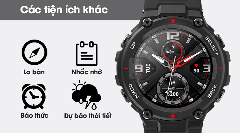 Đồng hồ thông minh Huami Amazfit T-Rex gồm nhiều tính năng khác Đồng hồ thông minh Huami Amazfit T-Rex gồm nhiều tính năng khác
