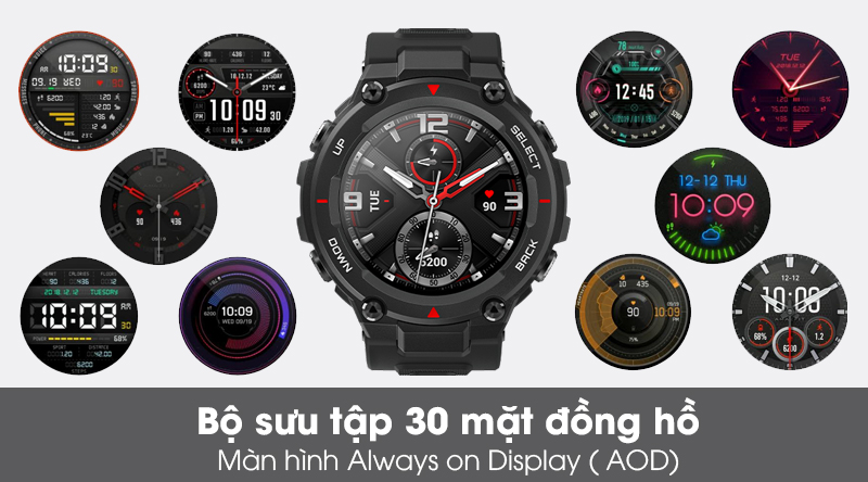 Đồng hồ thông minh Huami Amazfit T-Rex có 30 mặt đồng hồ phong cách, màn hình Always on Display