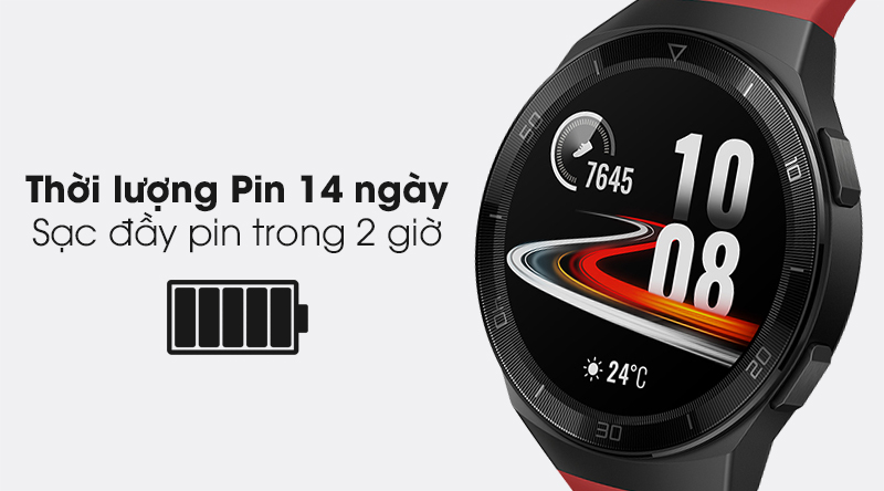 Đồng hồ thông minh Huawei Watch GT 2E 46mm dây silicone có dung lượng pin lớn lên đến 14 ngày