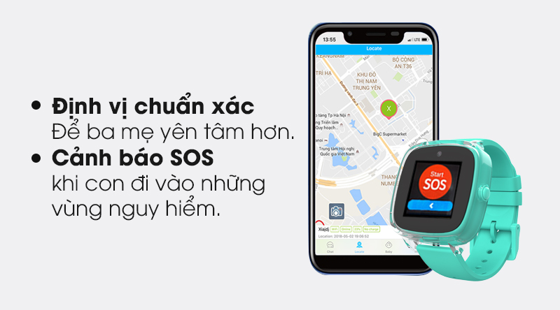 Đồng hồ định vị trẻ em Oaxis MyFirst Fone D2 Xanh