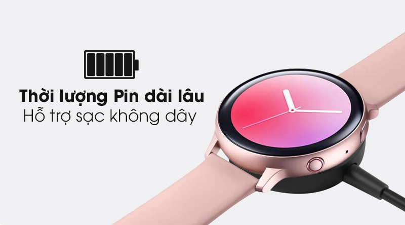 Đồng hồ thông minh Samsung Galaxy Watch Active 2 LTE 40mm viền nhôm dây silicone cùng dung lượng Pin dài và hỗ trợ sạc không dây