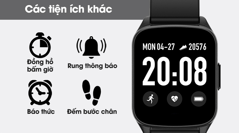 Đồng hồ thông minh BeU Fit KW17 đen cùng nhiều tiện ích khác Đồng hồ thông minh BeU Fit KW17 đen cùng nhiều tiện ích khác