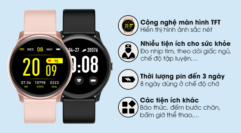 Đồng hồ thông minh BeU Fit KW19 hồng