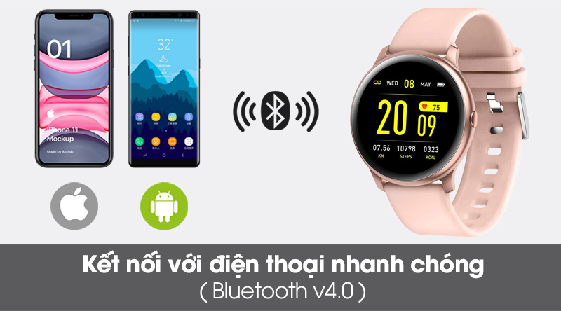 Đồng hồ thông minh BeU Fit KW19 hồng