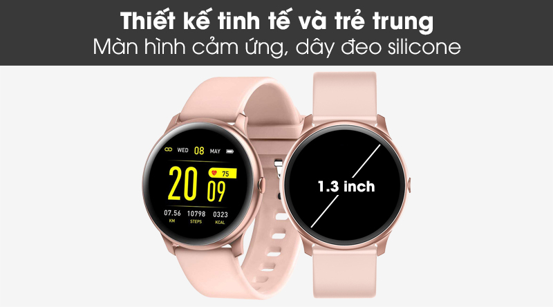 Đồng hồ thông minh BeU Fit KW19 hồng với kiểu dáng thể thao, năng động Đồng hồ thông minh BeU Fit KW19 hồng với kiểu dáng thể thao, năng động