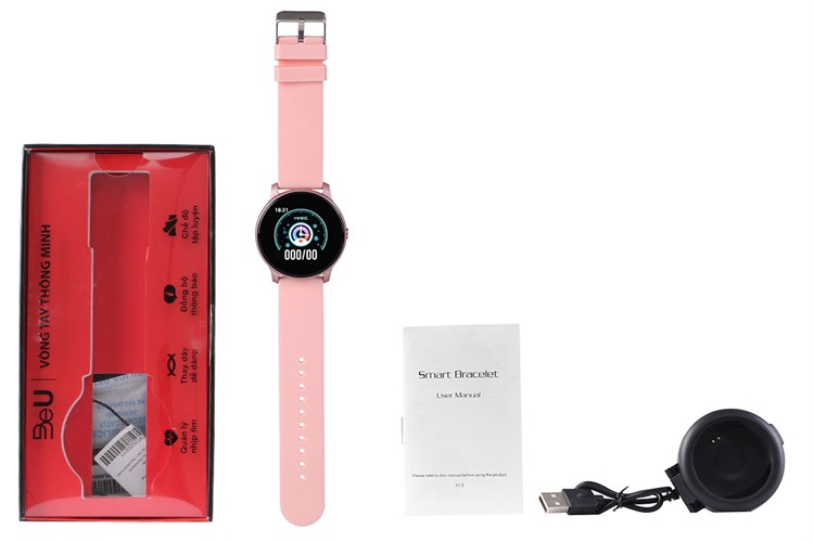 Đồng hồ thông minh BeU Fit KW19 hồng