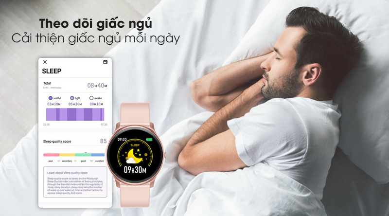Đồng hồ thông minh BeU Fit KW19 hồng trang bị tính năng theo dõi giấc ngủ Đồng hồ thông minh BeU Fit KW19 hồng trang bị tính năng theo dõi giấc ngủ
