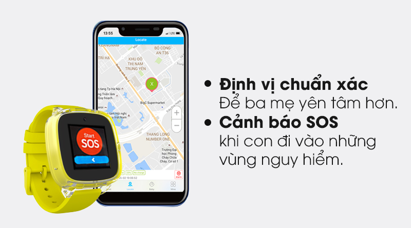 Đồng hồ định vị trẻ em Oaxis MyFirst Fone D2 Vàng