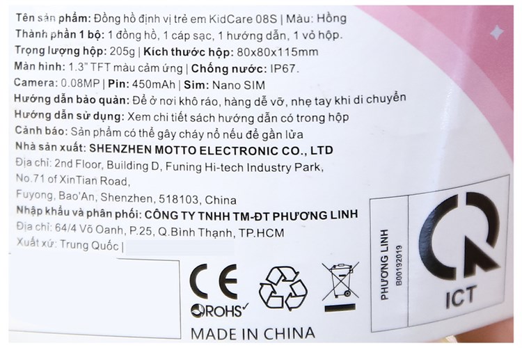 Đồng hồ định vị trẻ em Kidcare 08S Màu Hồng