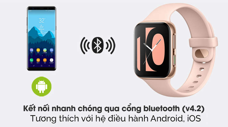Đồng hồ Oppo Watch 41mm dây silicone hồng kết nối thiết bị qua sóng bluetooth