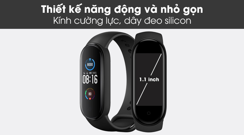 Vòng đeo tay thông minh Mi Band 5 mang thiết kế nhỏ gọn và thể thao