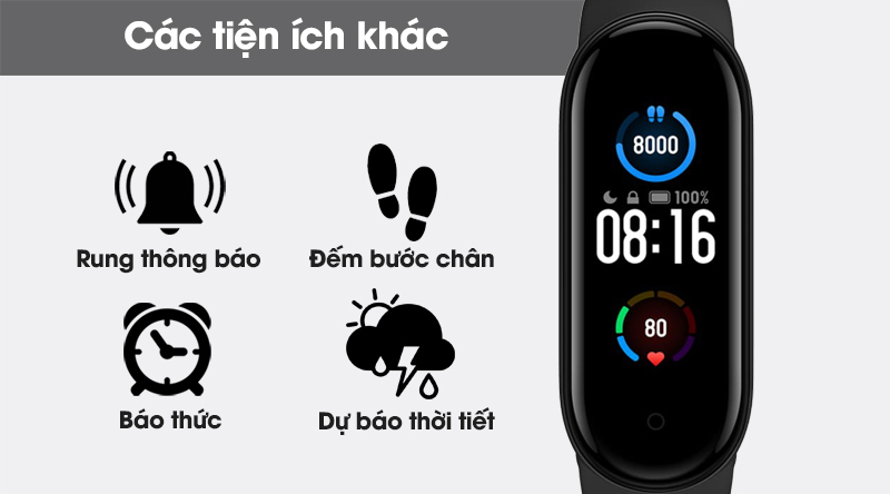 Vòng đeo tay thông minh Mi Band 5 còn rất nhiều tính năng hữu ích