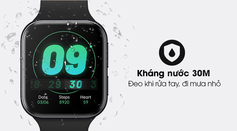 Đồng hồ Oppo Watch 41mm dây silicone đen kháng nước 3 ATM