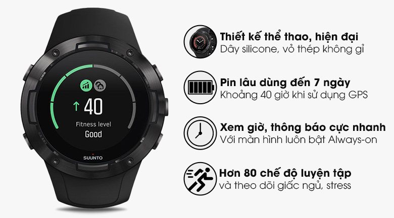Đồng hồ thông minh Suunto 5 46mm Đen