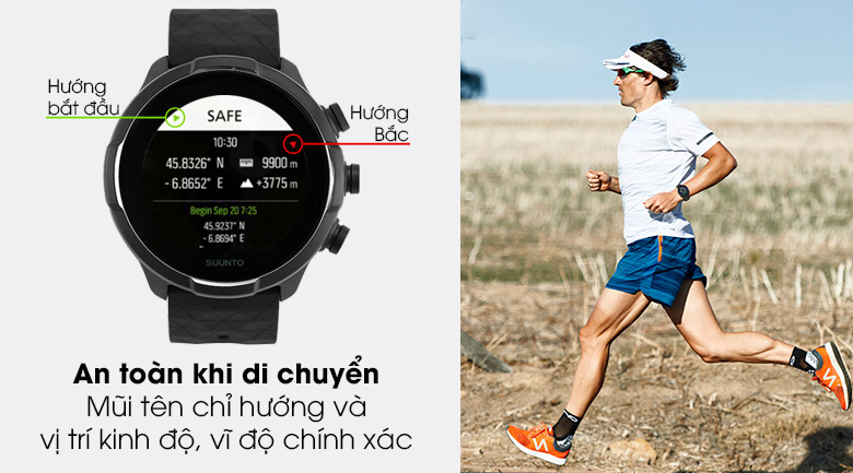 Đồng hồ thông minh Suunto 9 Baro Titanium 50mm Đen