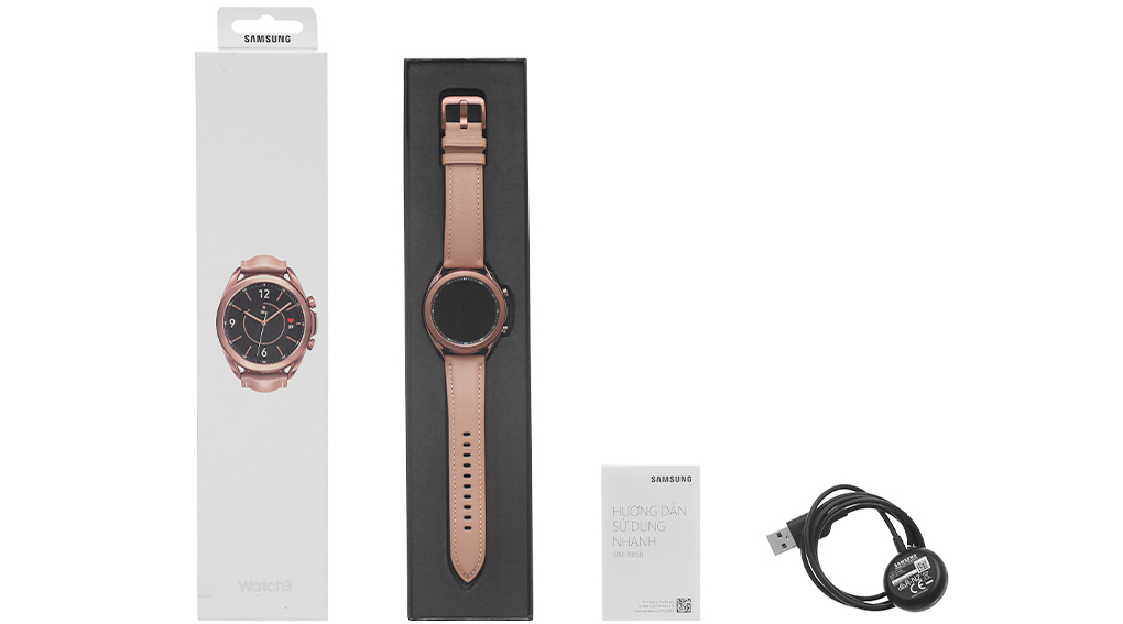 Mua samsung Galaxy Watch 3 41mm thép vàng dây da hồng