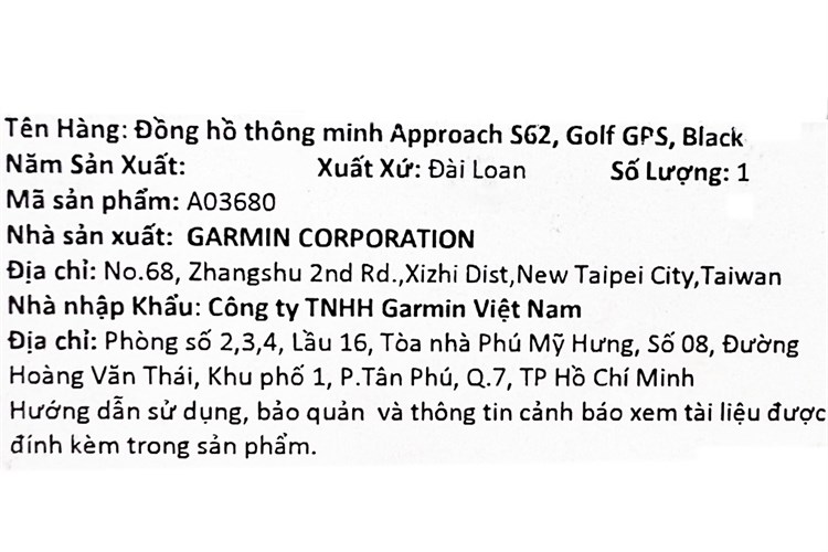 Đồng hồ thông minh Garmin Approach S62 47mm Màu Đen