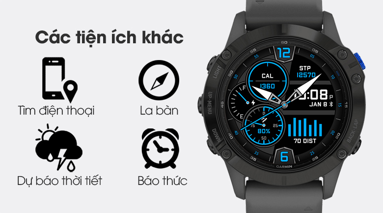 Đồng hồ thông minh Garmin Fenix 6 Pro Solar 47mm Xám