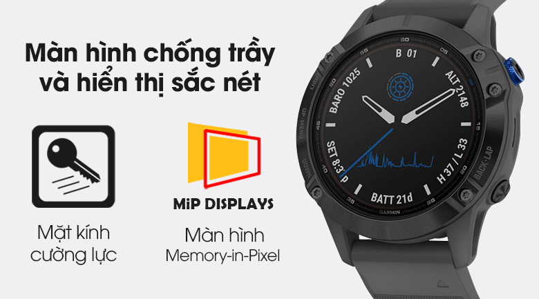 Đồng hồ thông minh Garmin Fenix 6 Pro Solar dây silicone