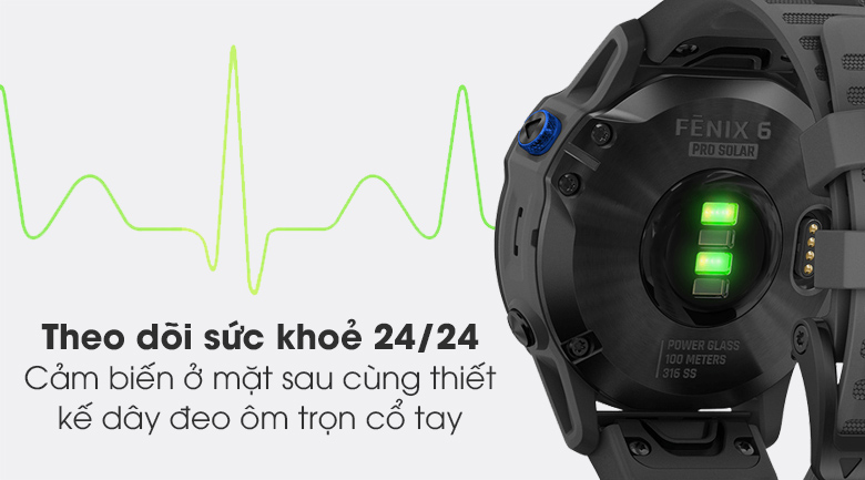 Đồng hồ thông minh Garmin Fenix 6 Pro Solar 47mm Xám