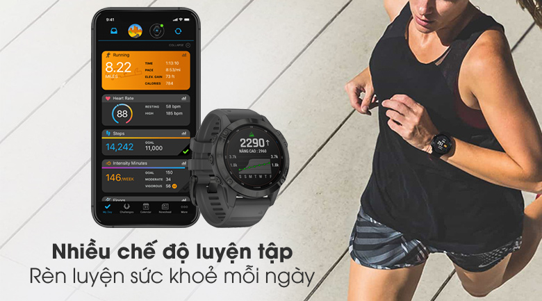 Đồng hồ thông minh Garmin Fenix 6 Pro Solar 47mm Xám