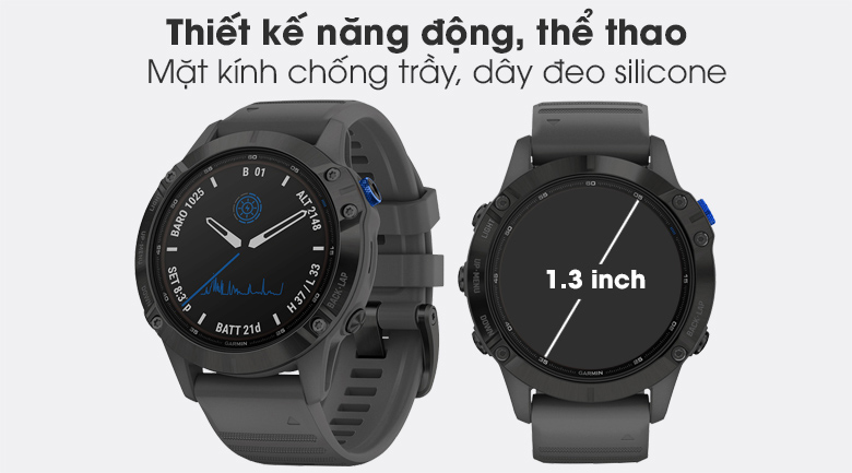 Đồng hồ thông minh Garmin Fenix 6 Pro Solar dây silicone