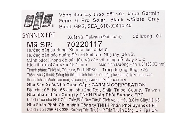 Đồng hồ thông minh Garmin Fenix 6 Pro Solar 47mm Xám Màu Xám