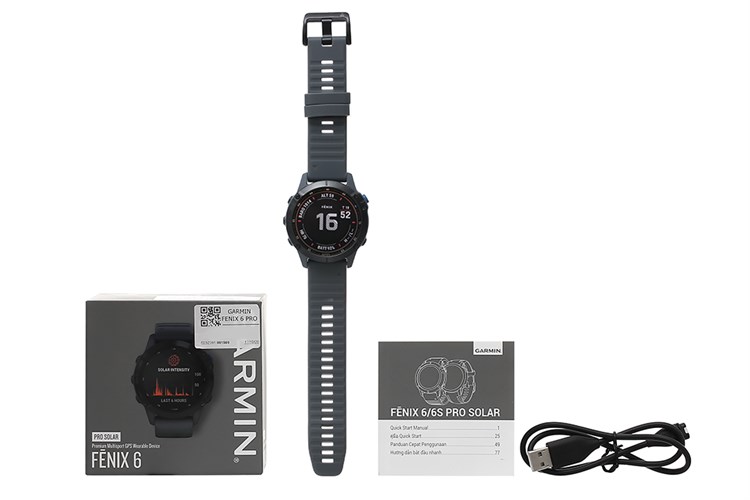 Đồng hồ thông minh Garmin Fenix 6 Pro Solar 47mm Xám Màu Xám